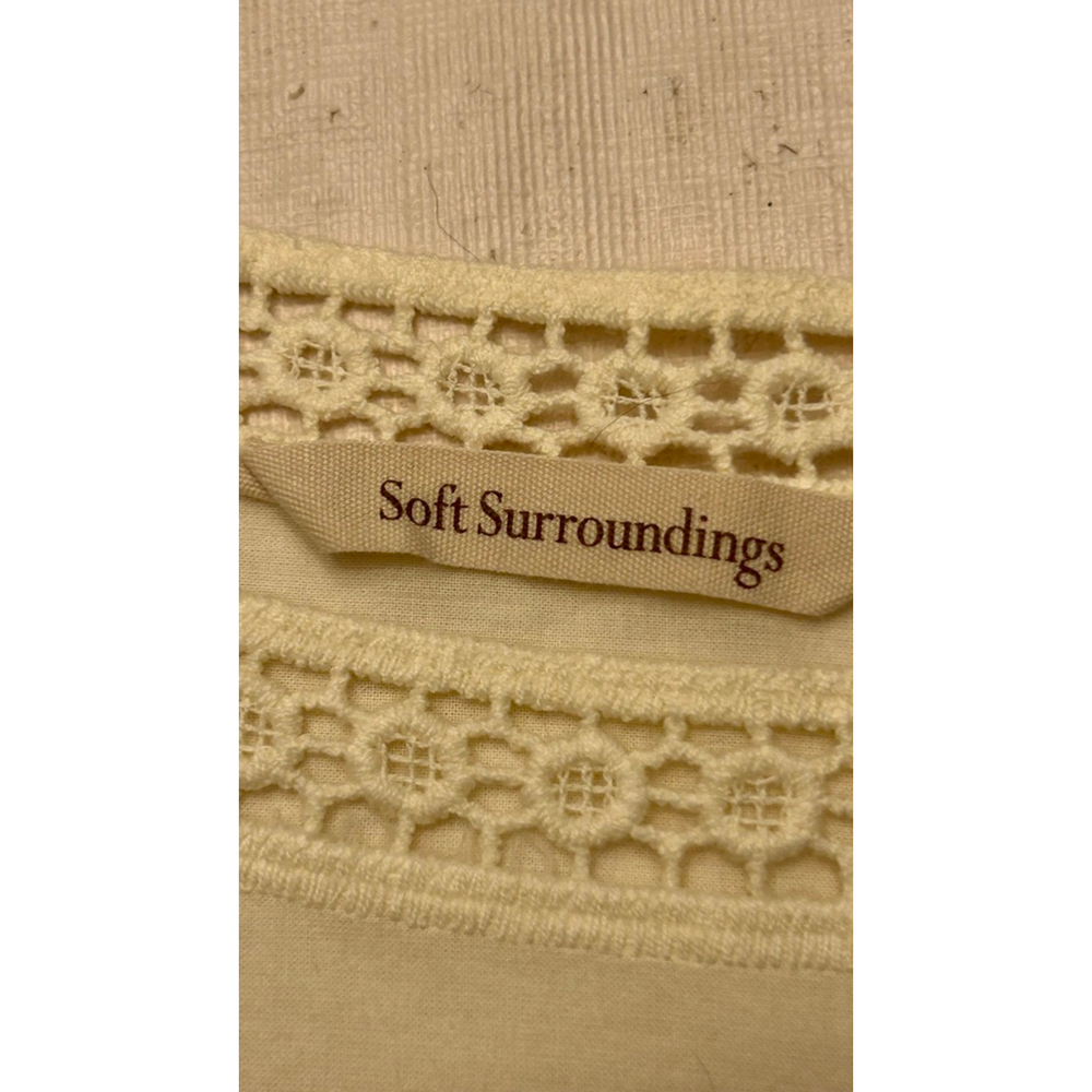 Soft Surroundings Cream Embroidered Eyelet Cotton Blouse - Picture 4 of 7